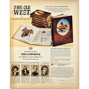 Time Life Books "The Cowboys: The Old West" Vintage Print Ad 1963